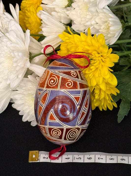 Goose  Egg Pysanka - Authentic Wax-Resist Ukrainian Easter Egg - Handmade Decor # 12