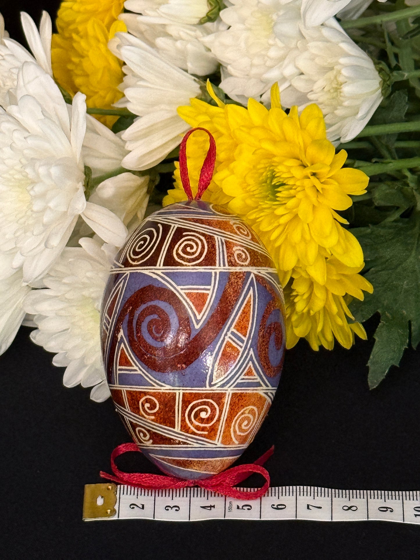 Goose  Egg Pysanka - Authentic Wax-Resist Ukrainian Easter Egg - Handmade Decor # 12