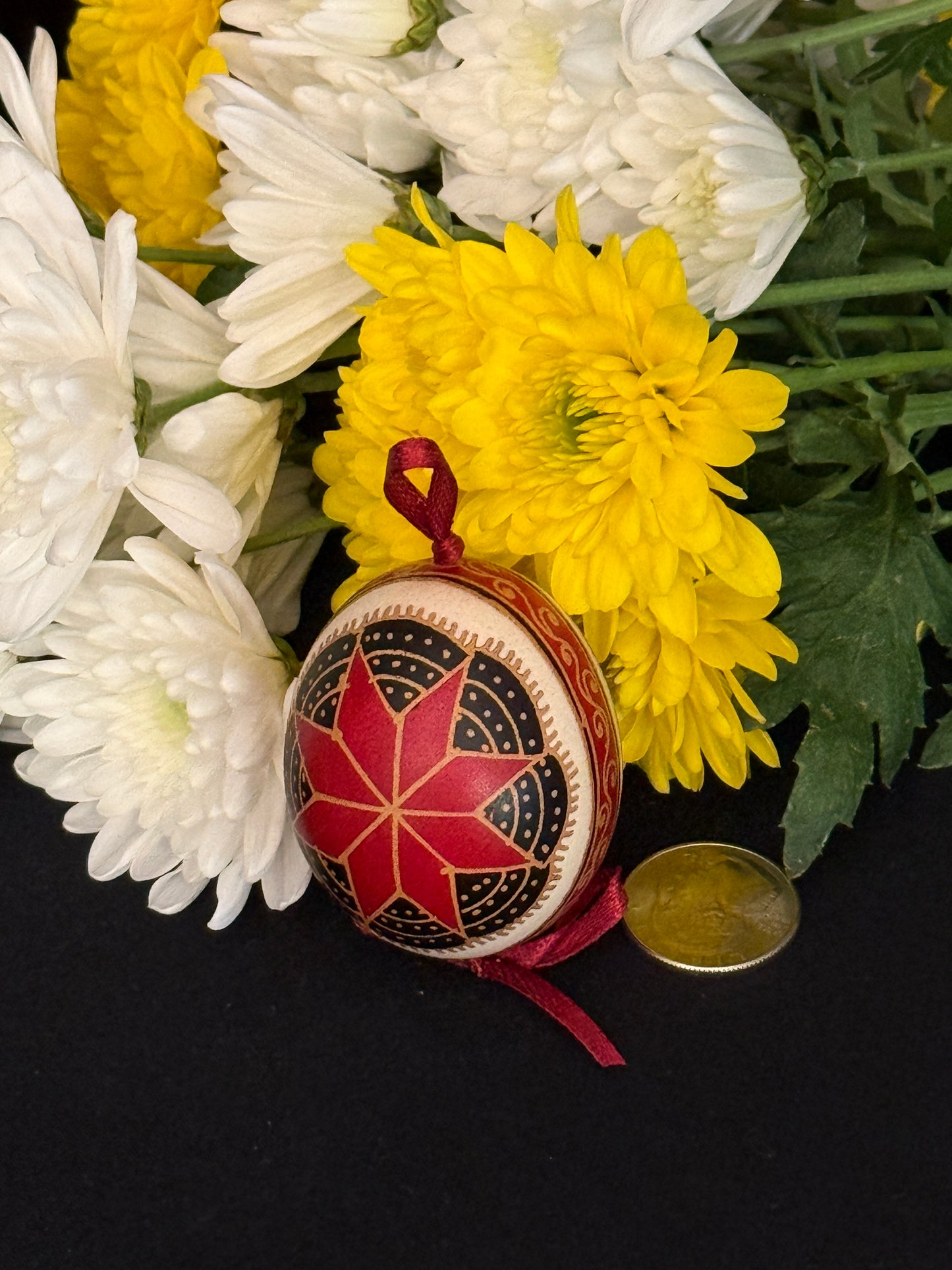 Hand-painted Ukrainian chicken Pysanka #14
