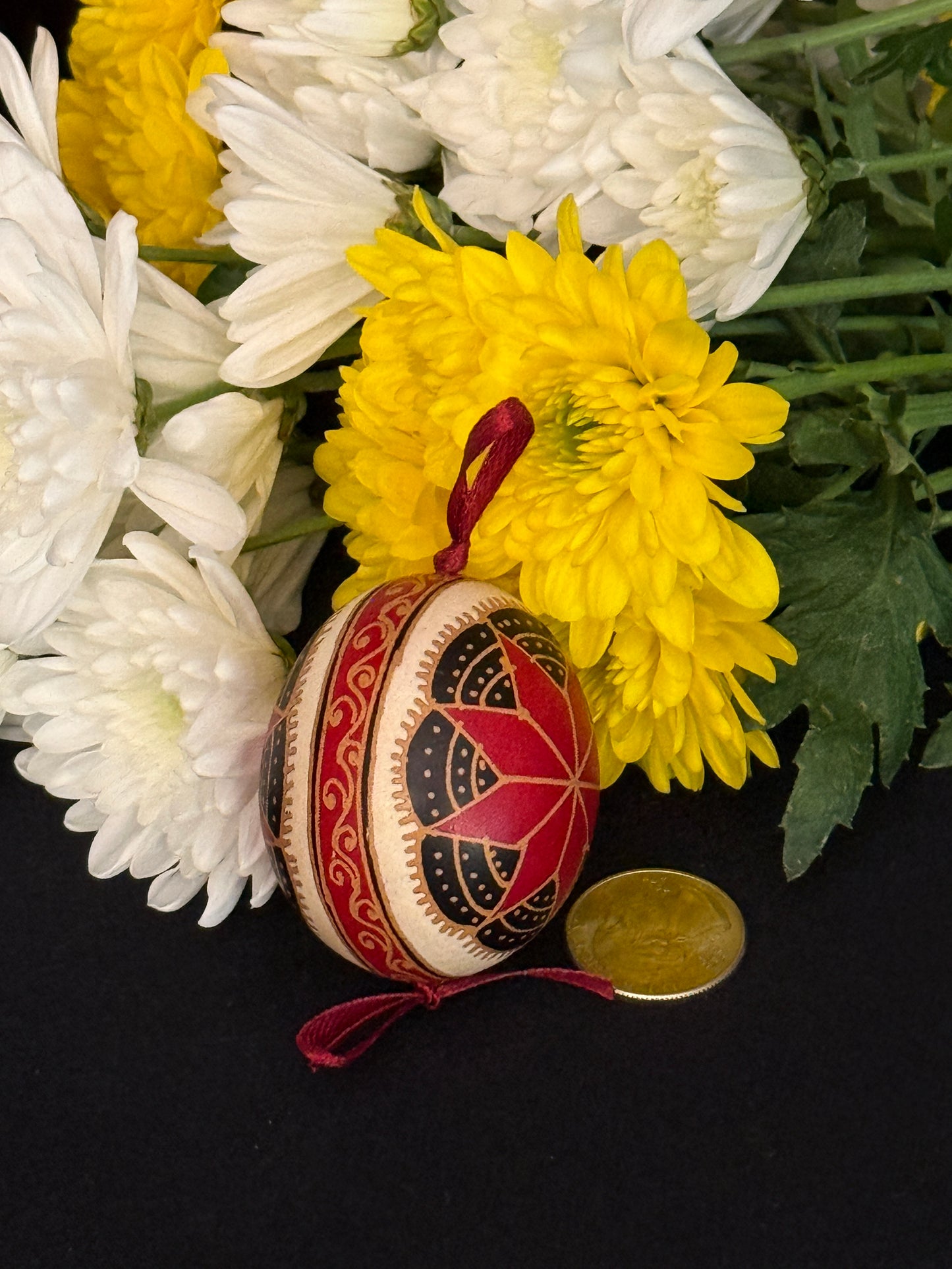 Hand-painted Ukrainian chicken Pysanka #14