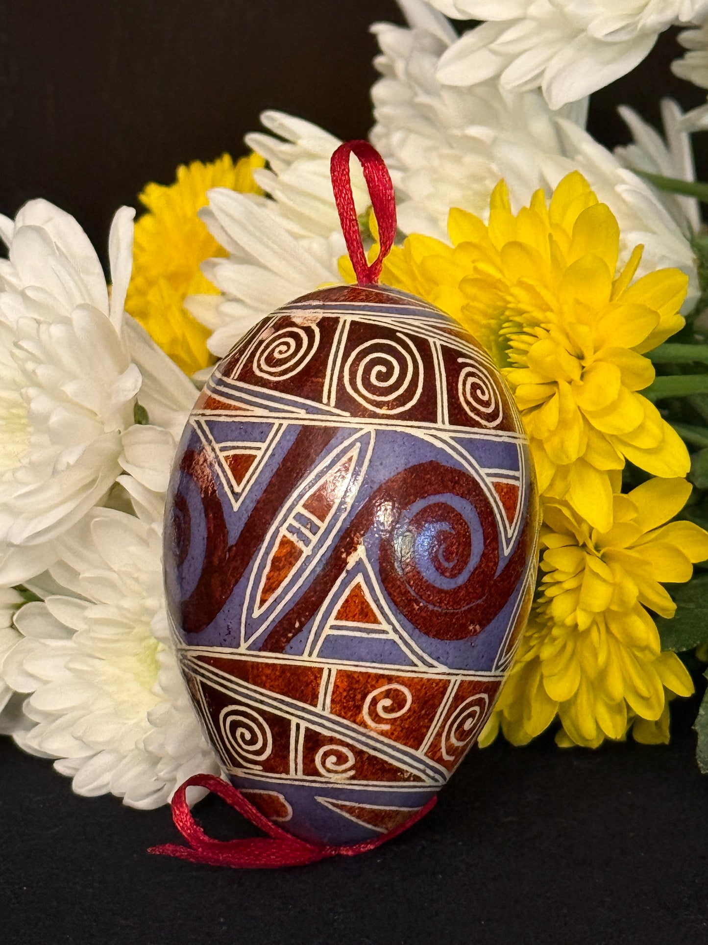 Goose  Egg Pysanka - Authentic Wax-Resist Ukrainian Easter Egg - Handmade Decor # 12