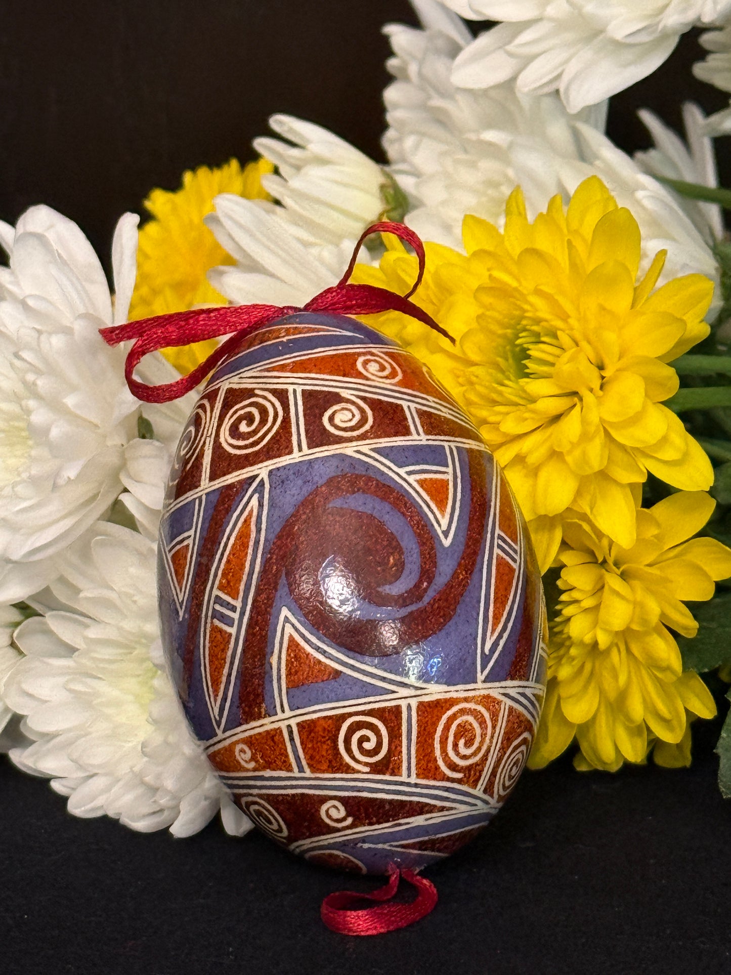 Goose  Egg Pysanka - Authentic Wax-Resist Ukrainian Easter Egg - Handmade Decor # 12
