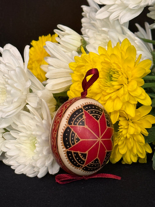 Hand-painted Ukrainian chicken Pysanka #14