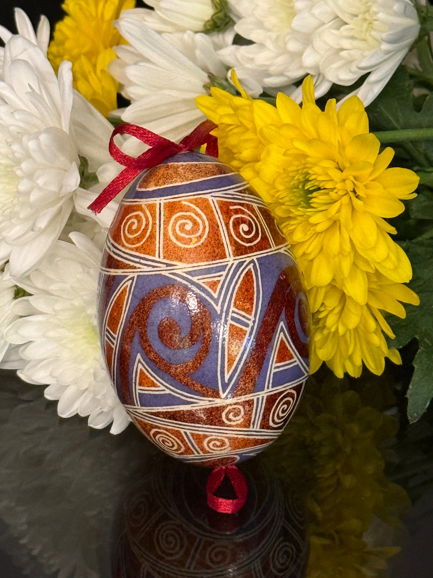Goose  Egg Pysanka - Authentic Wax-Resist Ukrainian Easter Egg - Handmade Decor # 12