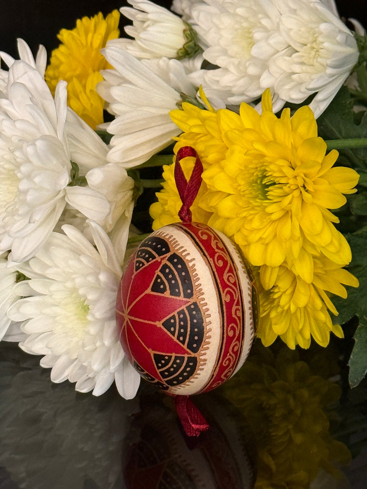 Hand-painted Ukrainian chicken Pysanka #14