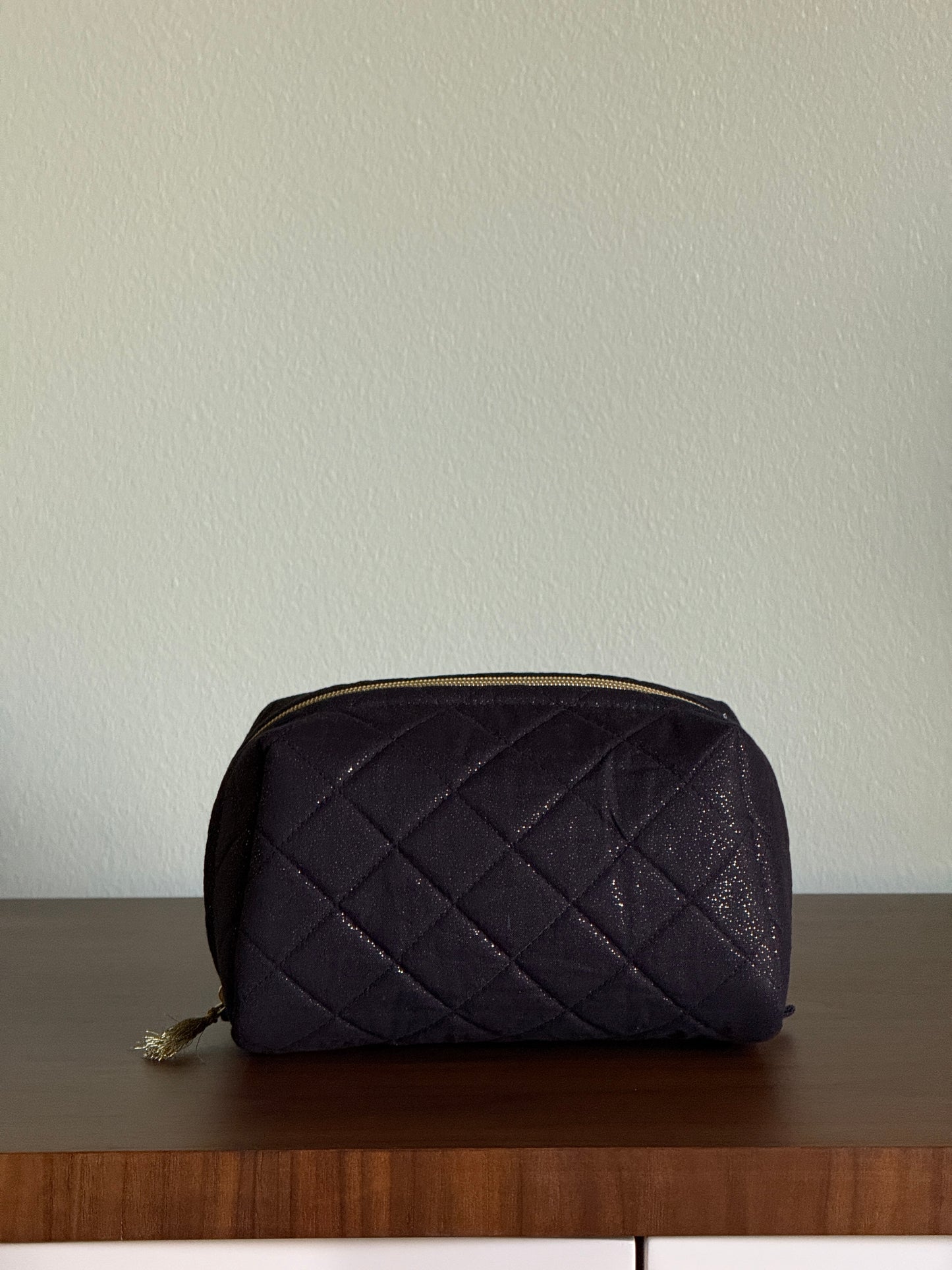 Black Pouch with Pink Embroidery Medium