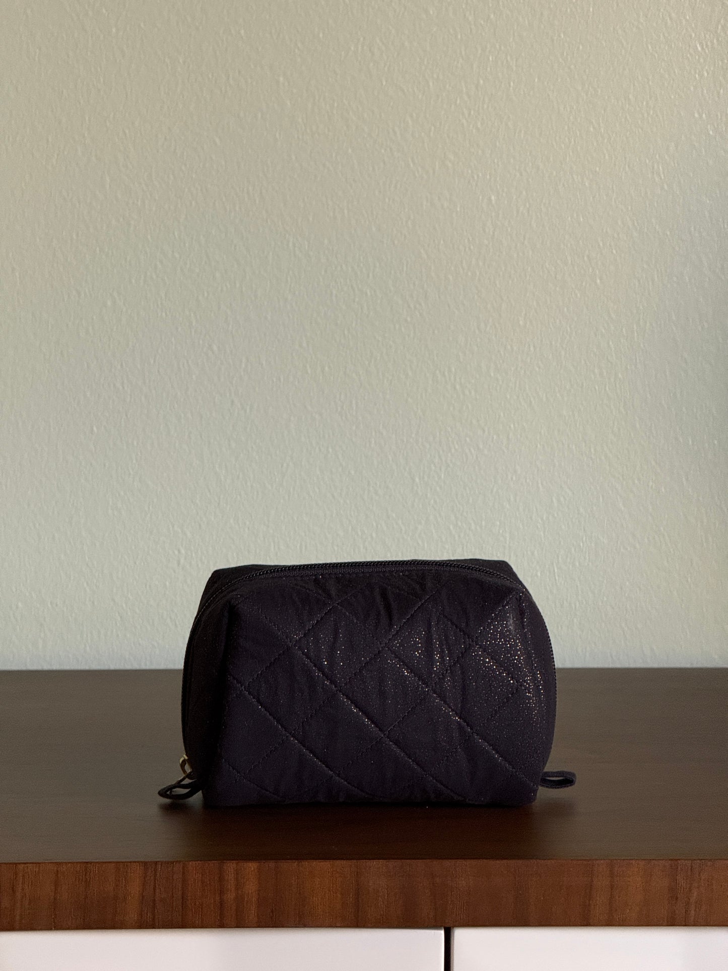 Black Pouch with Pink Embroidery Small