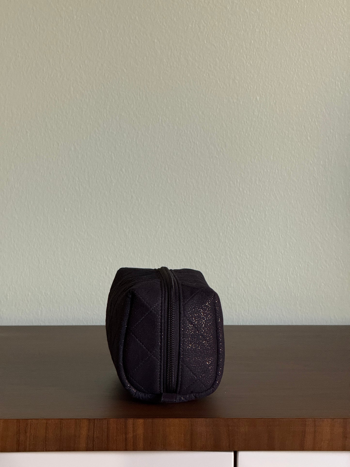 Black Pouch with Pink Embroidery Small