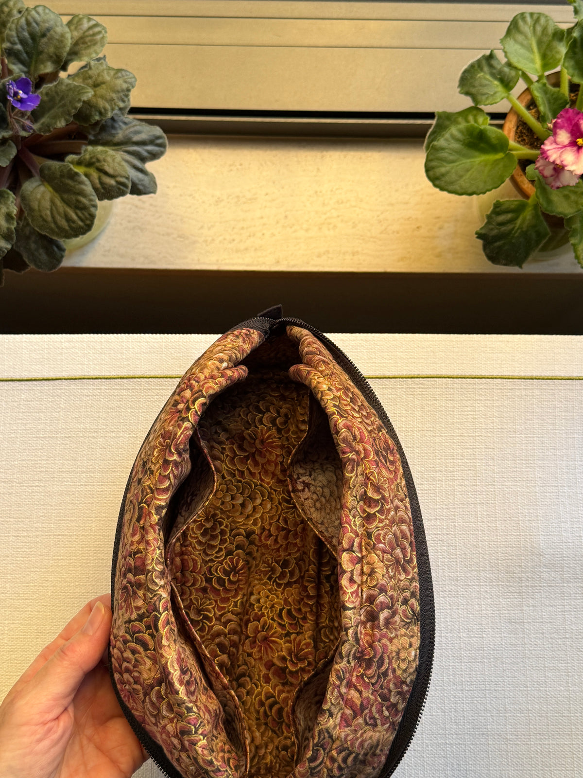 Black Quilted Bag with Multicolor Star Flower Embroidery
