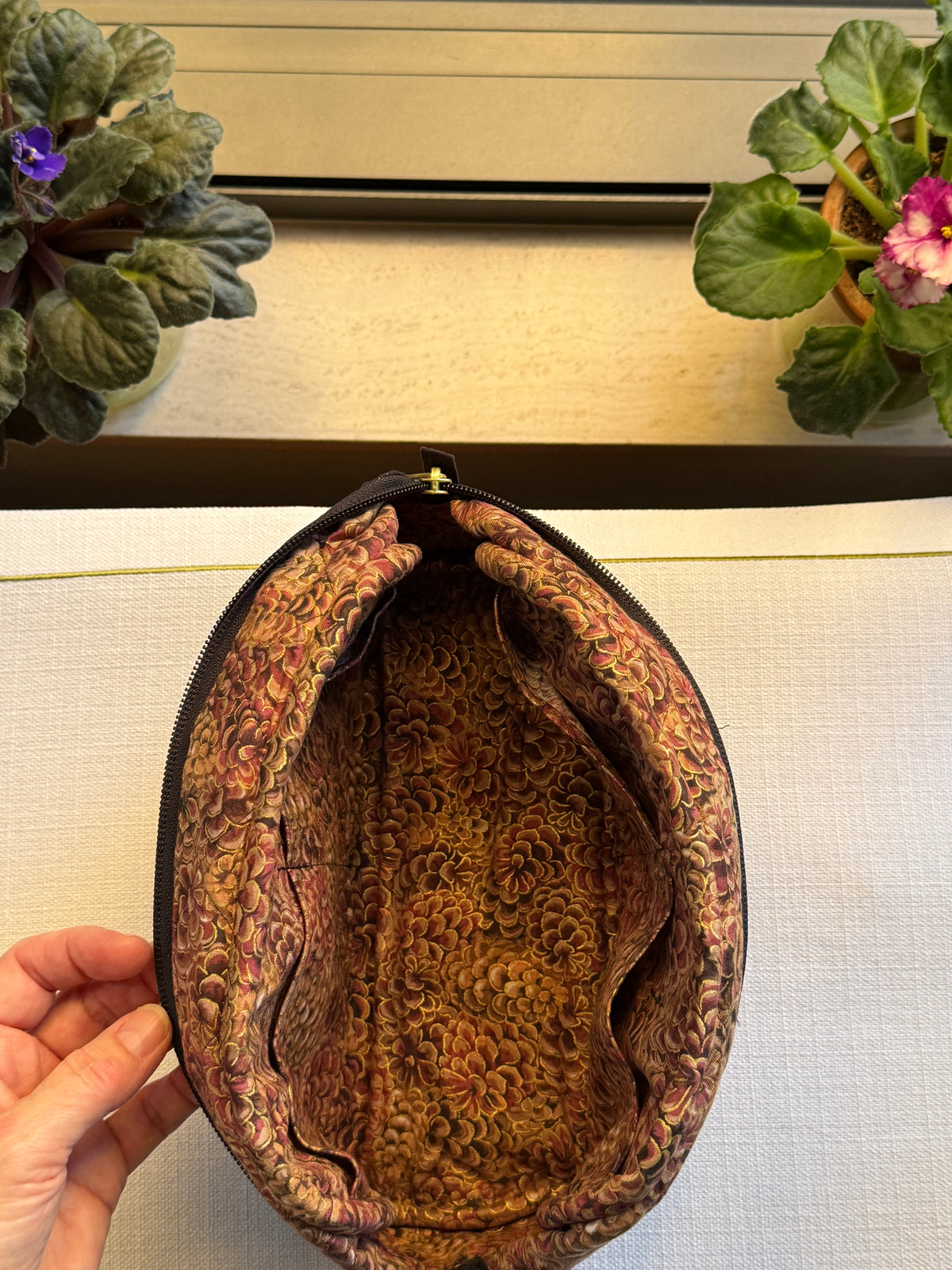 Black Quilted Bag with Multicolor Star Flower Embroidery